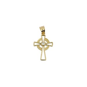 Celtic Cross Irish Pendant Necklace in 9ct Gold