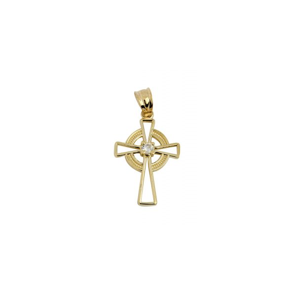 Celtic Cross Irish Pendant Necklace in 9ct Gold