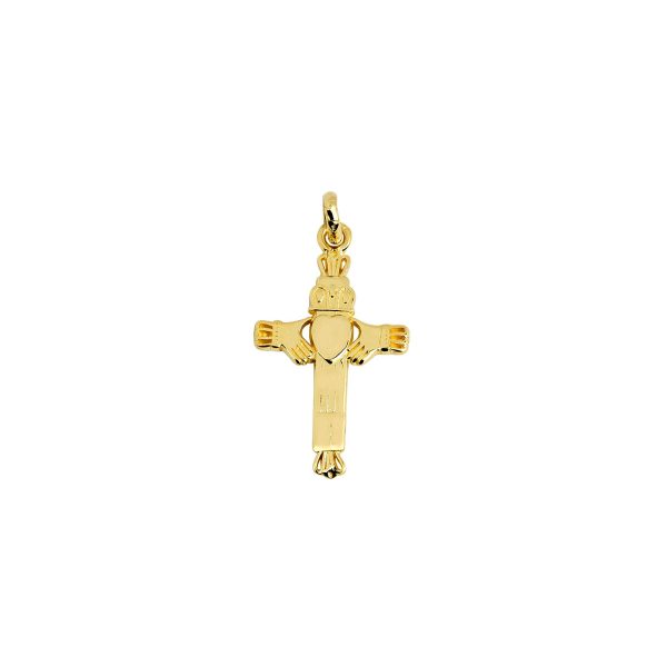 Claddagh Cross Pendant Necklace in 9ct Gold