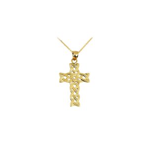 Men's Celtic Cross Irish Trinity Pendant Necklace in 9ct Gold