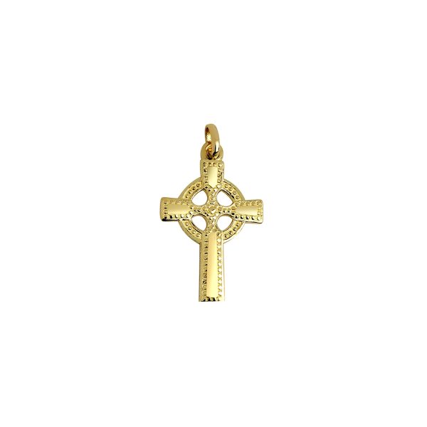 Irish Celtic Cross Pendant Necklace in 9ct Gold