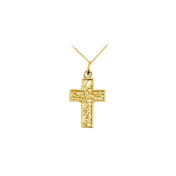 Men's Celtic Cross Irish Trinity Vine Pendant Necklace in 9ct Gold