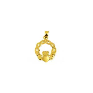 Woven Claddagh Pendant Necklace in 9ct Gold