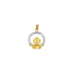 Two Tone Claddagh Pendant Necklace in 9ct Two-Tone Gold