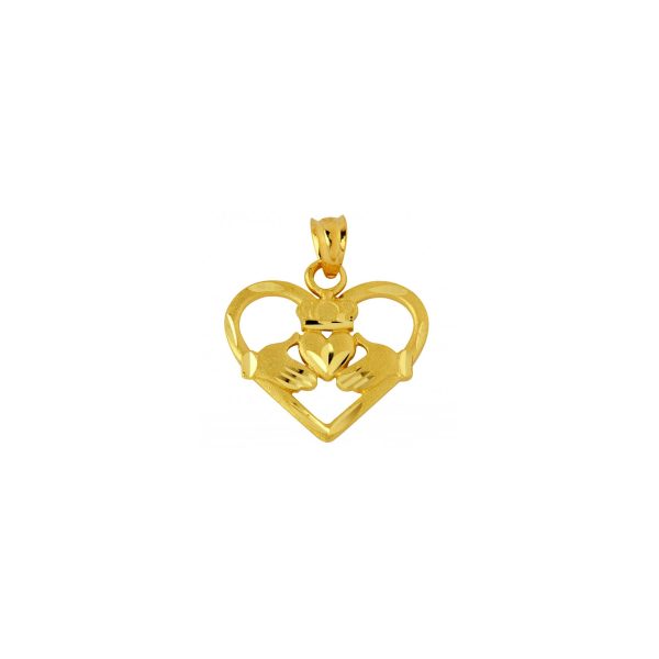 Celtic Claddagh Heart Pendant Necklace in 9ct Gold