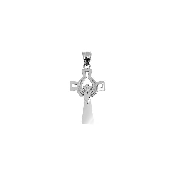 Celtic Cross Pendant Necklace in 9ct Two-Tone White Gold