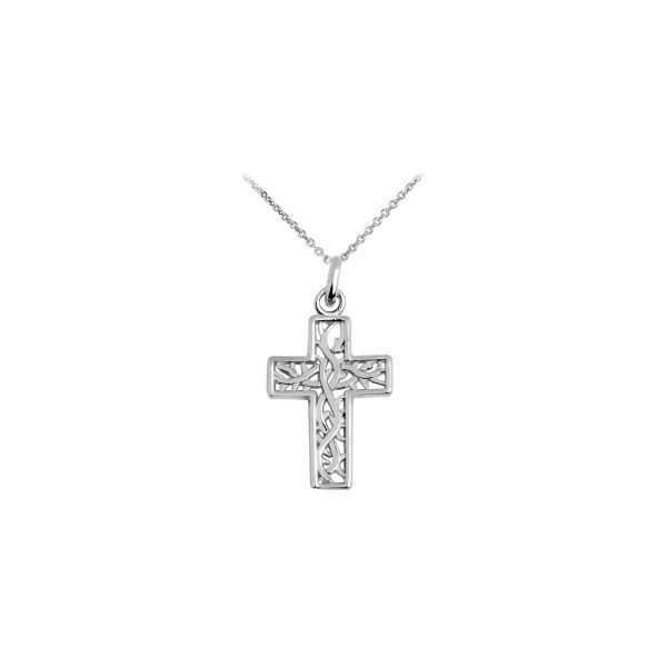 Celtic Cross Irish Trinity Pendant Necklace in 9ct White Gold