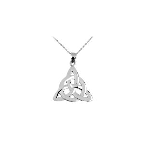 Celtic Trinity Knot Pendant Necklace in 9ct White Gold