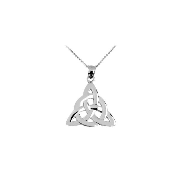 Celtic Trinity Knot Pendant Necklace in 9ct White Gold