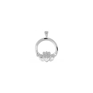 Claddagh Precision Cut Pendant Necklace in 9ct White Gold