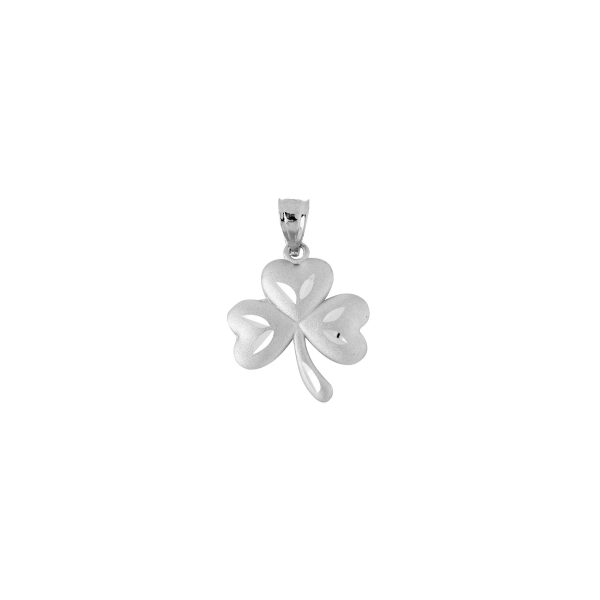 Celtic Large Clover Pendant Necklace in 9ct White Gold