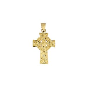 Men's Celtic Cross Irish Pendant Necklace in 9ct Gold