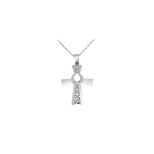 Celtic Cross Irish Pendant Necklace in Sterling Silver