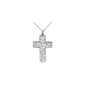 Celtic Cross Trinity Pendant Necklace in 9ct White Gold