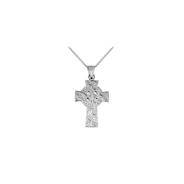 Celtic Cross Irish Trinity Pendant Necklace in Sterling Silver