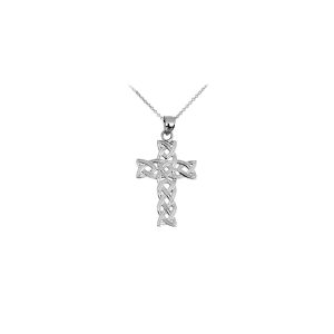 Celtic Cross Irish Trinity Pendant Necklace in Sterling Silver