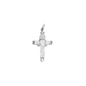 Celtic Claddagh Cross Pendant Necklace in 9ct White Gold