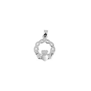 Woven Claddagh Pendant Necklace in 9ct White Gold