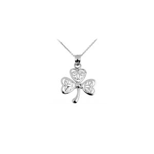 Celtic Precision Cut Clover Pendant Necklace in Sterling Silver