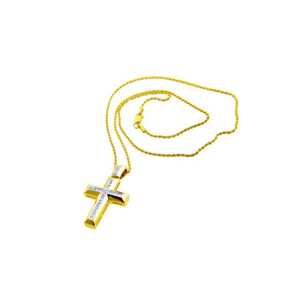 Men's Diamond Cross Pendant Necklace in 9ct Gold