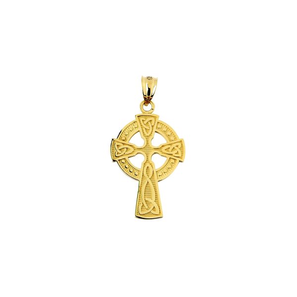 Men's Sleek Celtic Cross Pendant Necklace in 9ct Gold