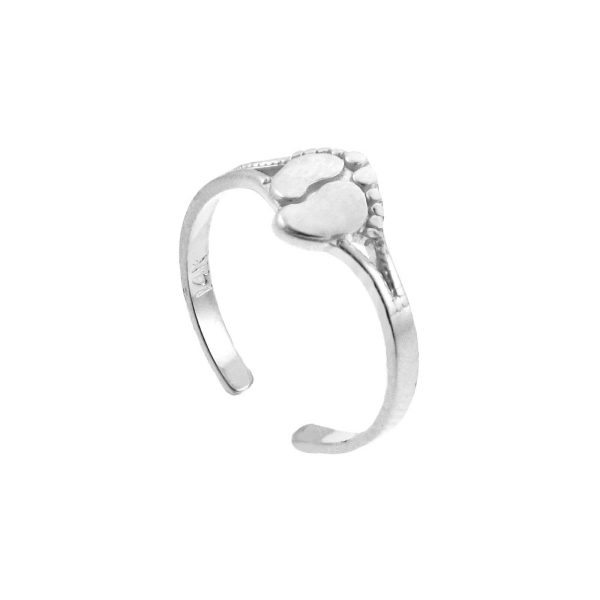 Footprint Toe Ring in 9ct White Gold