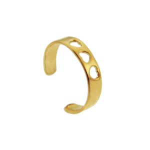 Three Hearts Toe Ring in 9ct Gold