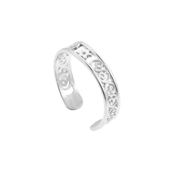 Floral Toe Ring in 9ct White Gold