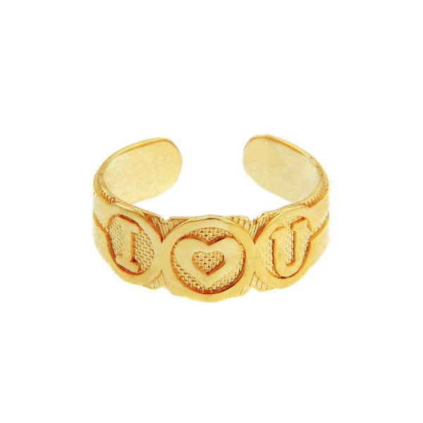 Bold I Heart U Toe Ring in 9ct Gold