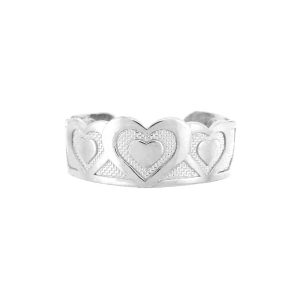 Bold Heart Toe Ring in 9ct White Gold