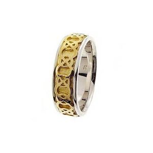 Men's Celtic Ring in 9ct Two-Tone White Gold