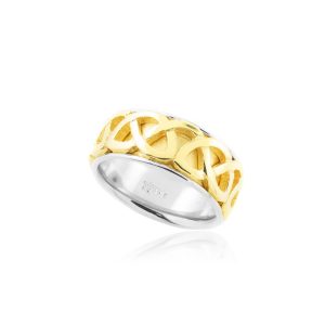 Men's Celtic Knot Weave Ring in 9ct White Gold