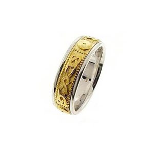 Men's Celtic Ring in 9ct Two-Tone White Gold