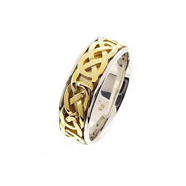 Men's Celtic Ring in 9ct Two-Tone White Gold