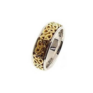 Men's Celtic Ring in 9ct Two-Tone White Gold