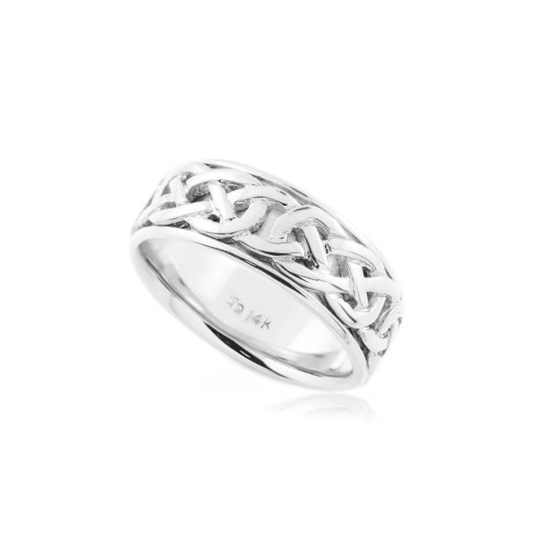 Men's Celtic Knot Ring in 9ct White Gold