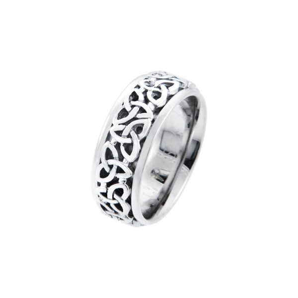 Men's Celtic Knot Ring in 9ct White Gold