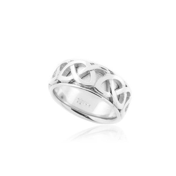 Men's Celtic Knot Weave Ring in 9ct White Gold