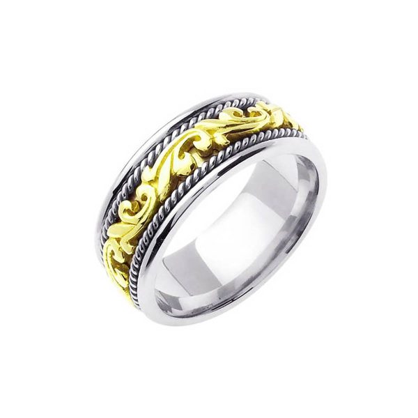 Men's Floral Celtic Ring in 9ct White Gold