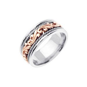 Men's Floral Celtic Ring in 9ct White Gold