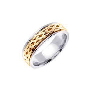 Men's Celtic Ring in 9ct Two-Tone White Gold