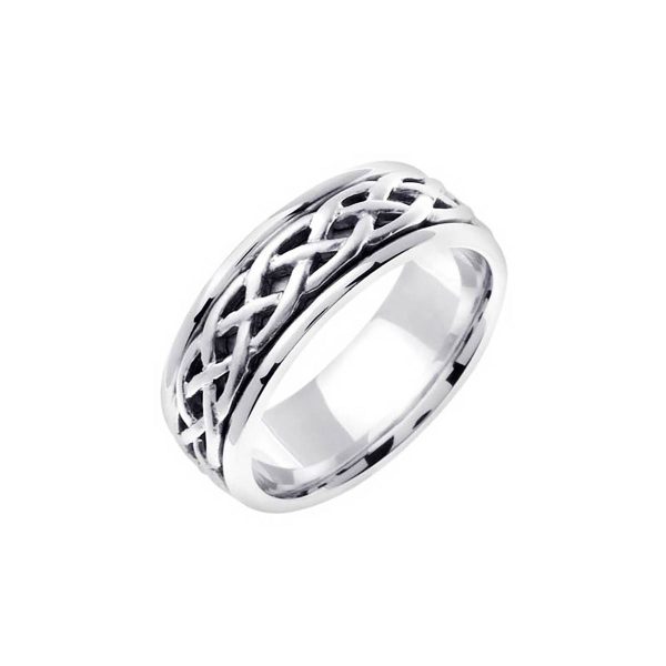 Men's Celtic Weave Ring in 9ct White Gold