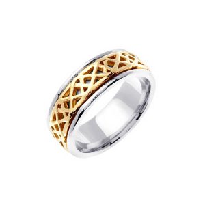 Men's Celtic Ring in 9ct Two-Tone White Gold