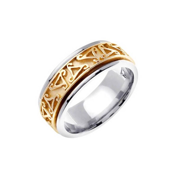 Men's Celtic Comfort Fit Ring in 9ct White Gold