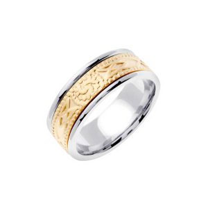 Men's Celtic Ring in 9ct Two-Tone White Gold