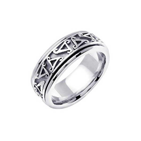 Men's Celtic Trinity Band Ring in 9ct White Gold