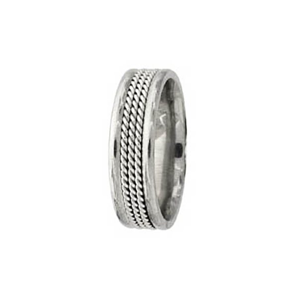 Hand Braided Comfort Fit Wedding Ring in 9ct White Gold