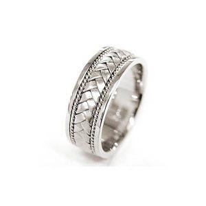 Men's Celtic Hand Braided Ring in 9ct White Gold