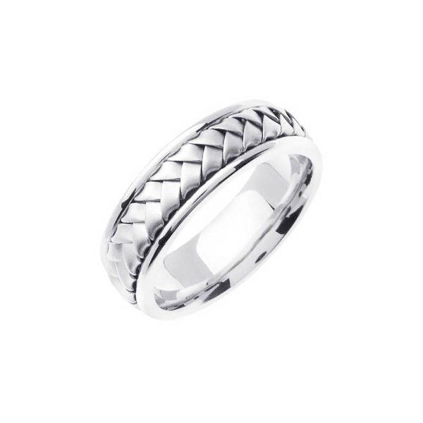 Men's Celtic Hand Woven Ring in 9ct White Gold