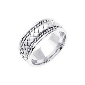 Men's Celtic Hand Woven Ring in 9ct White Gold